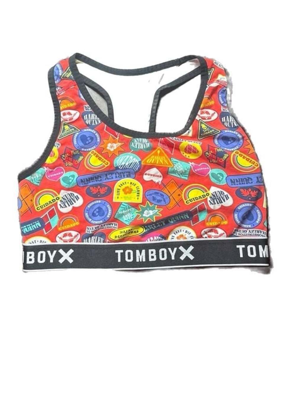 TomboyX DC Comics Harley Quinn Themed Racerback Sports Bra, M